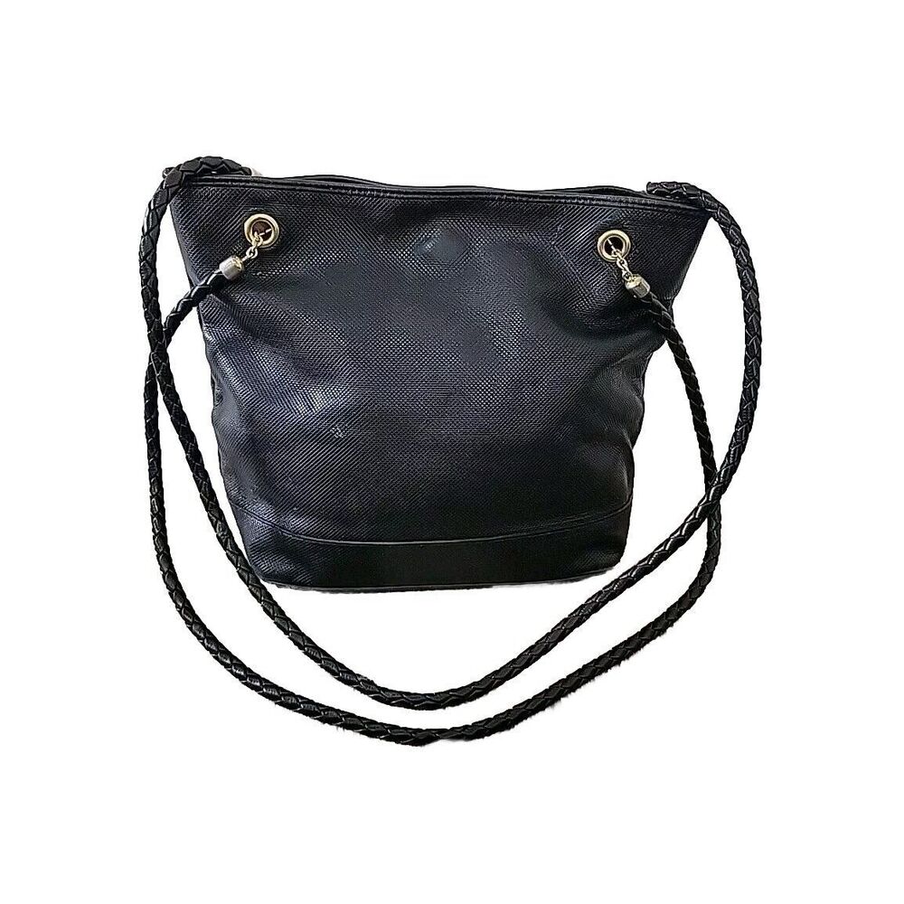 Bottega Veneta Black Leather Crossbody Bag Shoulder Purse Italy Vintage 11x10x5